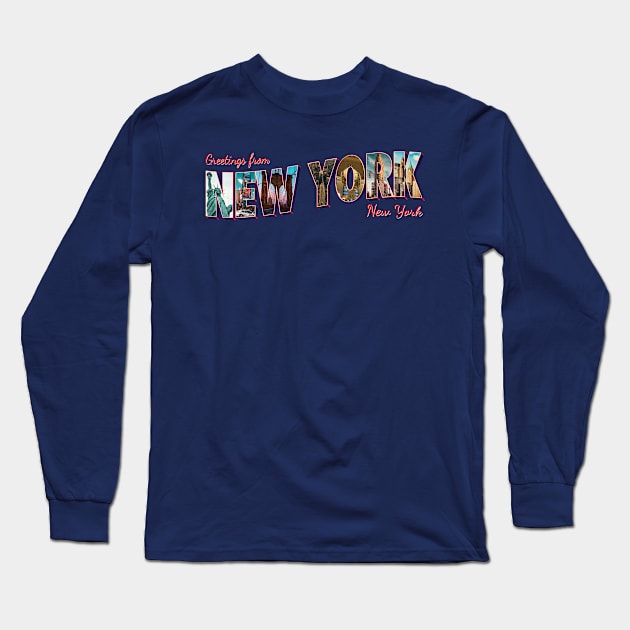 Greetings from New York City in New York vintage style retro souvenir Long Sleeve T-Shirt by DesignerPropo